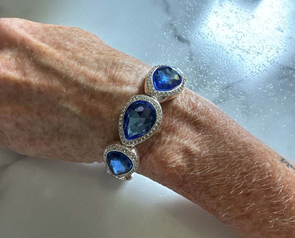 Nine West Silver-Tone Stretch Bracelet with Blue Teardrop Rhinestones